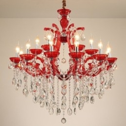 Mehrfarbiger luxuriöser Kristall-Kerzenleuchter mit 18 (12+6) Lichtern und klarem Kristall