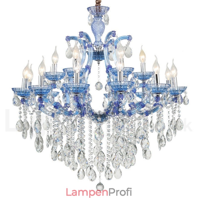 Mehrfarbiger luxuriöser Kristall-Kerzenleuchter mit 18 (12+6) Lichtern und klarem Kristall