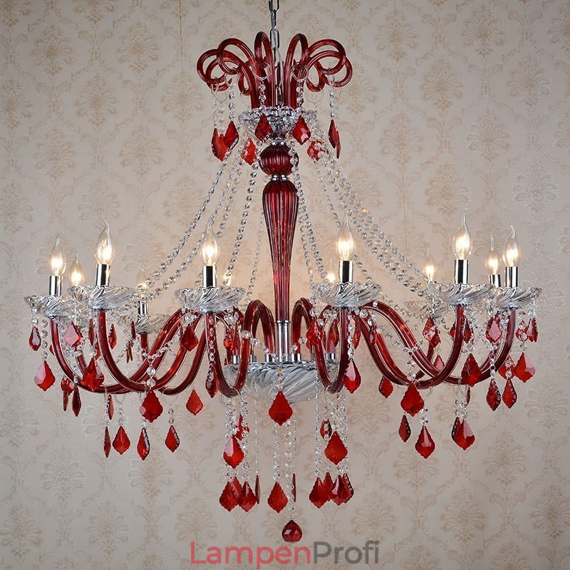Roter Kristall-Kerzenleuchter
