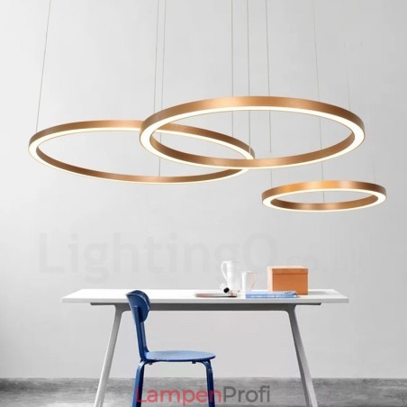 Wi-Fi Smart Dimmbare Gold Rose Gold Moderne zeitgenössische 3 Ringe Licht Aluminiumlegierung Pendelleuchte mit Acryl-Lampenschirm Wi-Fi Smart Dimmbare Gold Rose Gold Moderne zeitgenössische 3 Ringe Licht Aluminiumlegierung Pendelleuchte mit Acryl-Lampenschirm