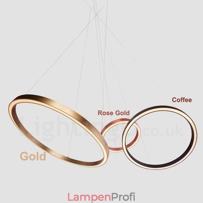 Wi-Fi Smart Dimmbare Gold Rose Gold Moderne zeitgenössische 3 Ringe Licht Aluminiumlegierung Pendelleuchte mit Acryl-Lampenschirm