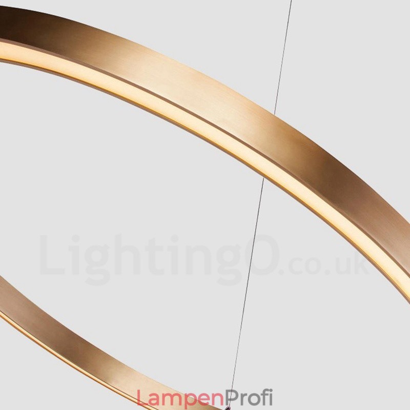 Wi-Fi Smart Dimmbare Gold Rose Gold Moderne zeitgenössische 3 Ringe Licht Aluminiumlegierung Pendelleuchte mit Acryl-Lampenschirm