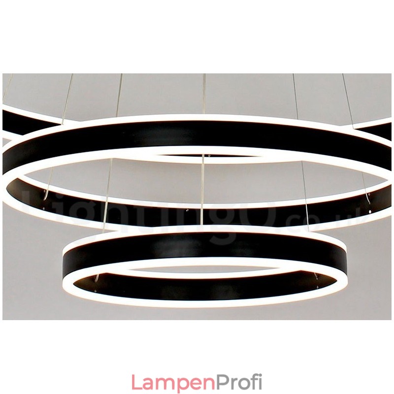 Dimmbare Wi-Fi Smart 3 Ringe Zwei Streifen Moderne zeitgenössische Pendelleuchte mit Acryl-Lampenschirm