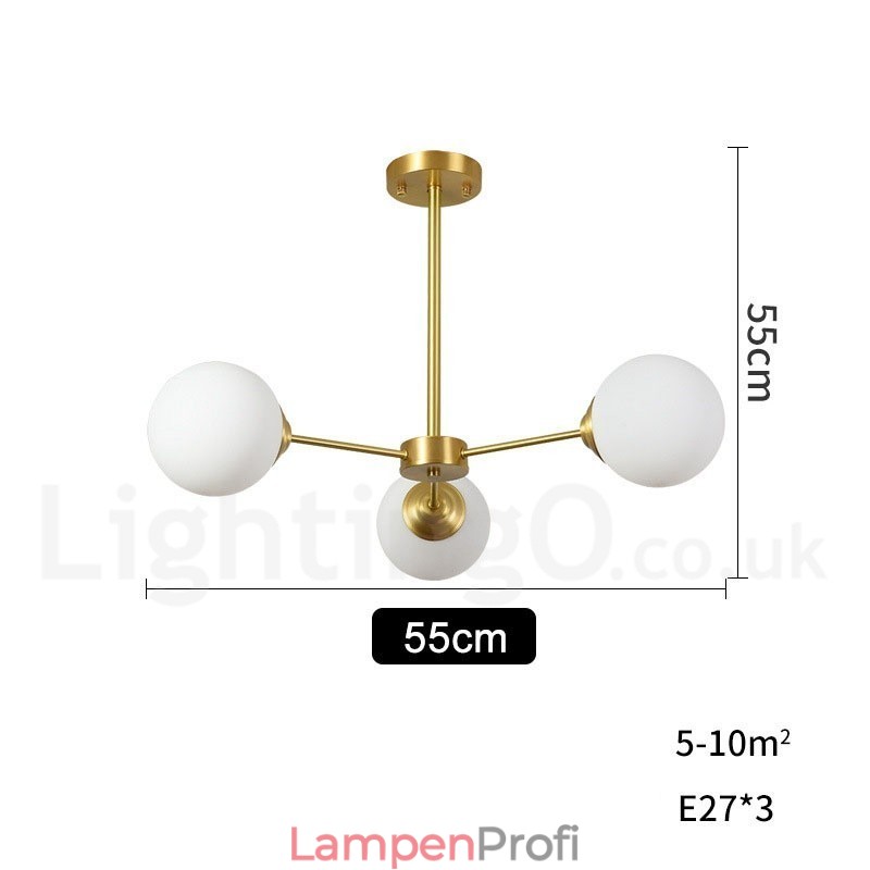 3-Licht Reinem Messing Nordeuropa Bean Kronleuchter Moderne Metall Moleküle Pendelleuchte