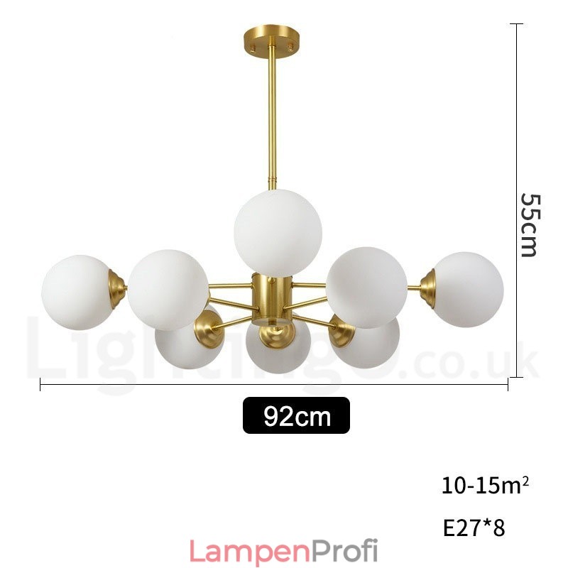 8 Lichter (4 + 4 Lichter) Zweistufiger Kronleuchter aus reinem Messing aus Nordeuropa, moderne Pendelleuchte mit Metallmolekülen