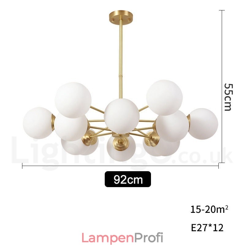 12 Lichter (6 + 6 Lichter) Zweistufiger Kronleuchter aus reinem Messing aus Nordeuropa, moderne Pendelleuchte mit Metallmolekülen