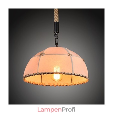 Handgefertigte Kronleuchterlampe aus Hanfseil im Retro-Landhausstil