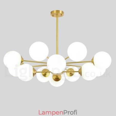 12 Lichter (8 + 4 Lichter) Zweistufiger Kronleuchter aus reinem Messing aus Nordeuropa, moderne Pendelleuchte mit Metallmolekülen 12 Lichter (8 + 4 Lichter) Zweistufiger Kronleuchter aus reinem Messing aus Nordeuropa, moderne Pendelleuchte mit Metallmolekülen