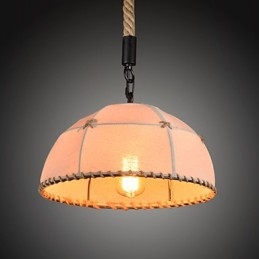 Handgefertigte Kronleuchterlampe aus Hanfseil im Retro-Landhausstil