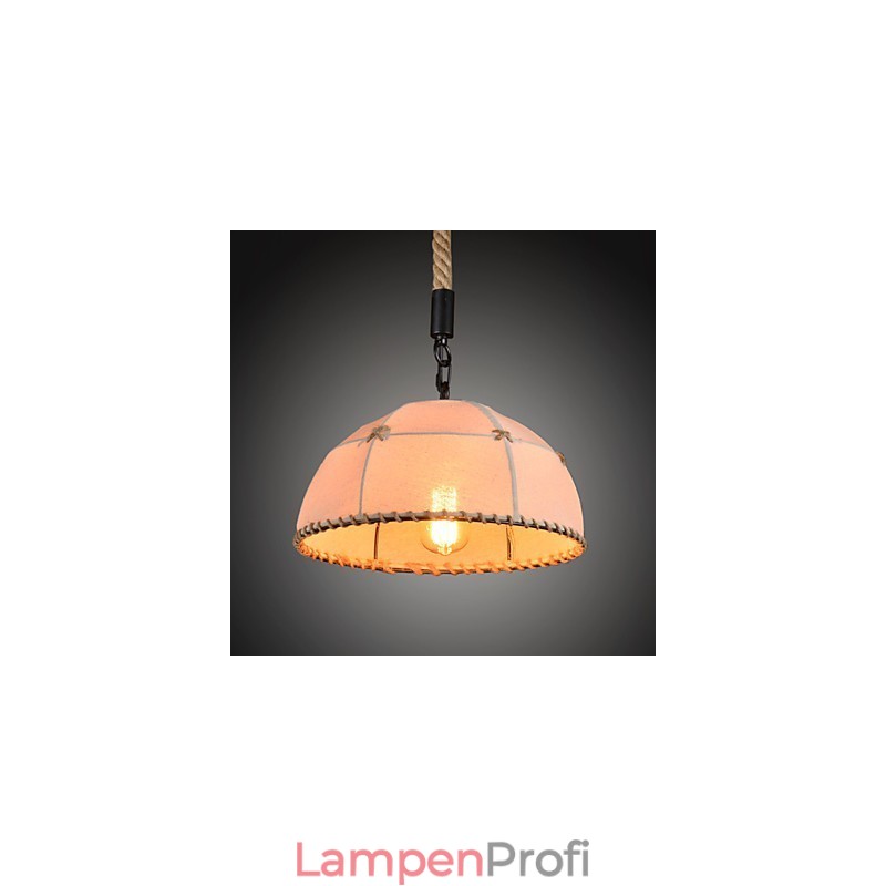 Handgefertigte Kronleuchterlampe aus Hanfseil im Retro-Landhausstil