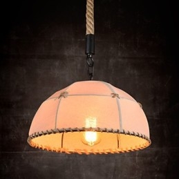 Handgefertigte Kronleuchterlampe aus Hanfseil im Retro-Landhausstil