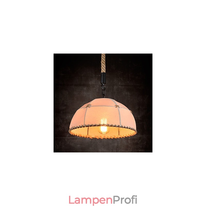 Handgefertigte Kronleuchterlampe aus Hanfseil im Retro-Landhausstil