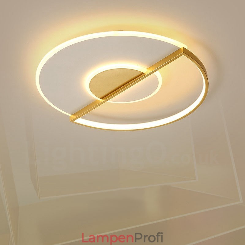 Goldfarbene, ultradünne, moderne Deckenleuchten im zeitgenössischen nordischen Stil mit Fernbedienung, können auch als Wandleuchte verwendet werden