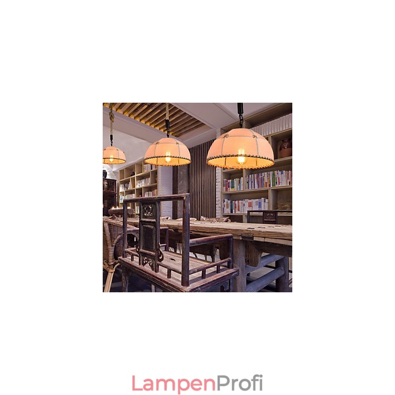 Handgefertigte Kronleuchterlampe aus Hanfseil im Retro-Landhausstil