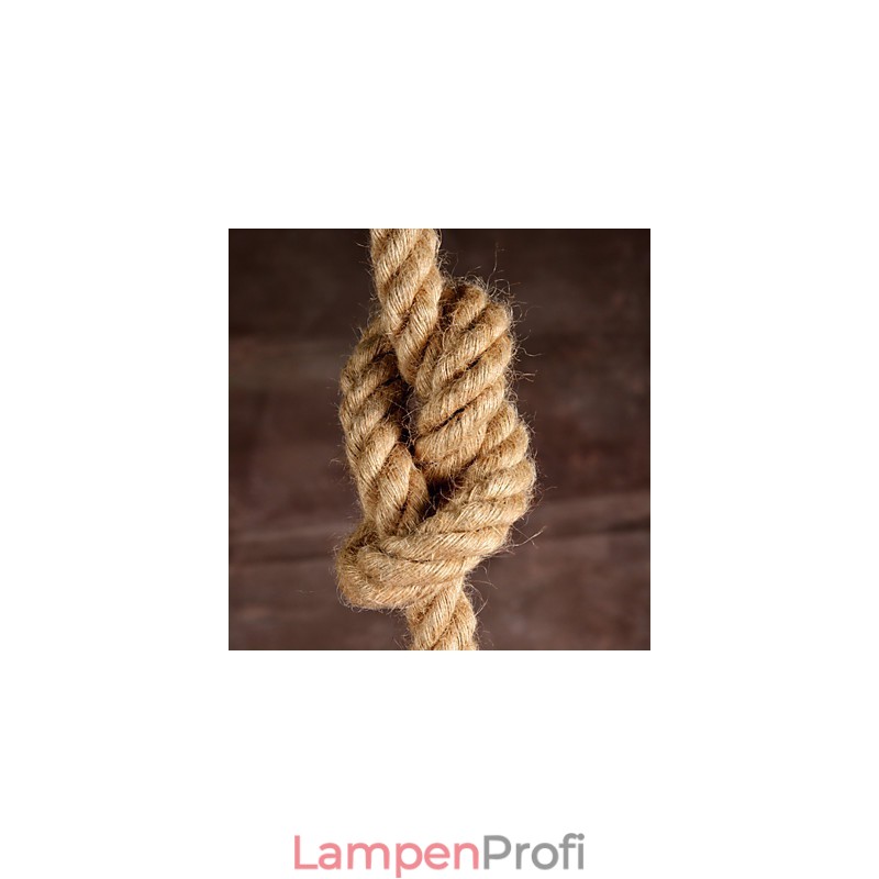 Handgefertigte Kronleuchterlampe aus Hanfseil im Retro-Landhausstil