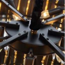 Zweistufiger luxuriöser postmoderner runder schwarzer und goldener K9-Kristall-Pendelleuchter