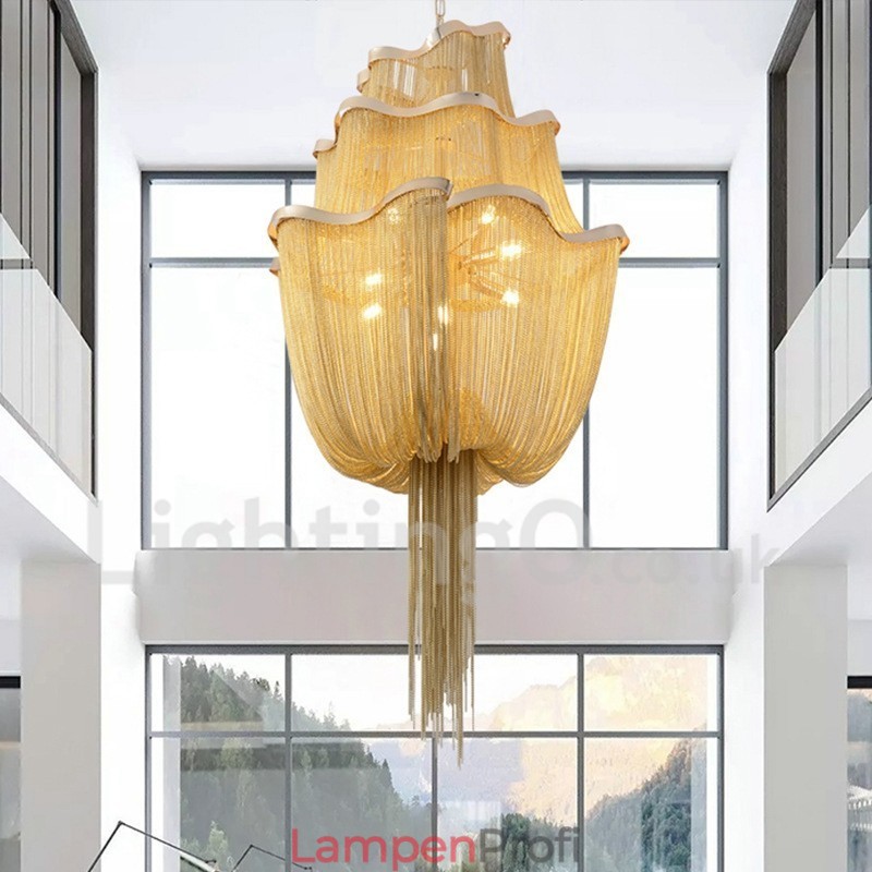 Quasten Kronleuchter Designer Pendelleuchte Silber Gold Farbe