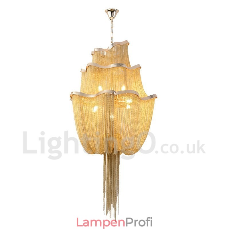 Quasten Kronleuchter Designer Pendelleuchte Silber Gold Farbe