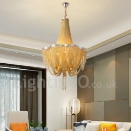 Quasten Kronleuchter Designer Pendelleuchte Silber Gold Farbe