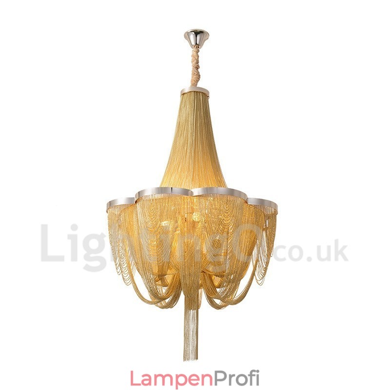 Quasten Kronleuchter Designer Pendelleuchte Silber Gold Farbe