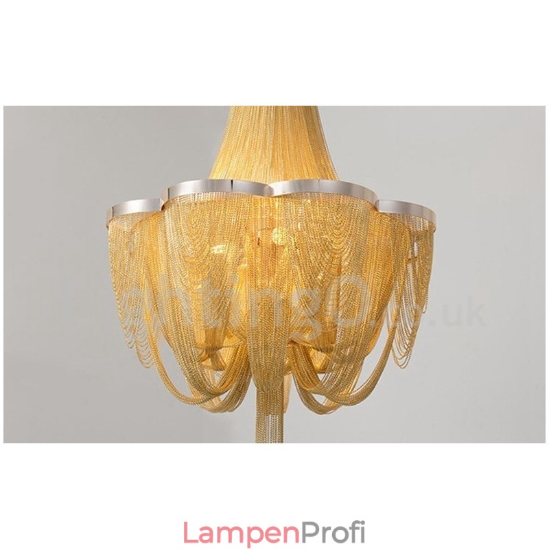 Quasten Kronleuchter Designer Pendelleuchte Silber Gold Farbe