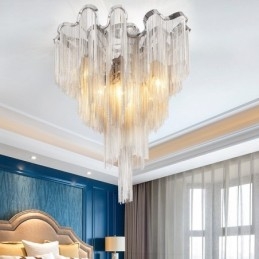 Quasten Kronleuchter Designer Deckenleuchte Silber Gold Farbe