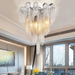 Quasten Kronleuchter Designer Deckenleuchte Silber Gold Farbe
