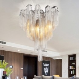 Quasten Kronleuchter Designer Deckenleuchte Silber Gold Farbe