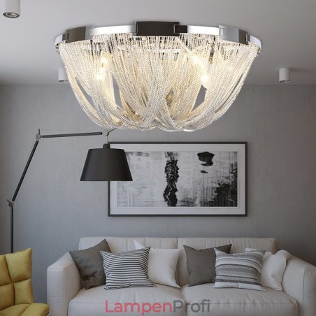 Quasten Kronleuchter Designer Deckenleuchte Silber Gold Farbe Quasten Kronleuchter Designer Deckenleuchte Silber Gold Farbe
