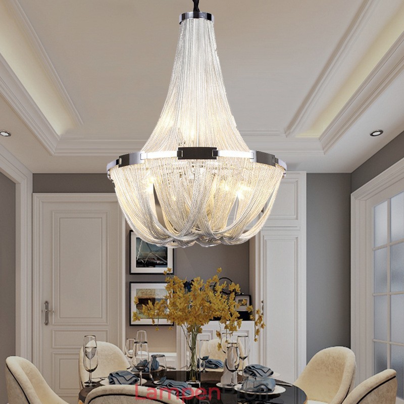 Quasten Kronleuchter Designer Pendelleuchte Silber Gold Farbe