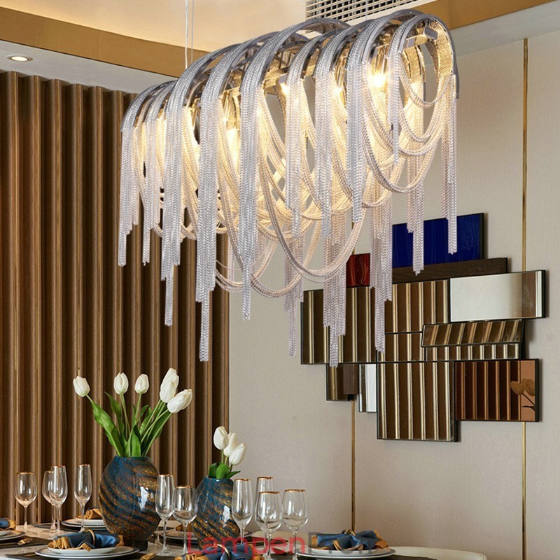 Quasten Kronleuchter Designer Pendelleuchte Silber Gold Farbe