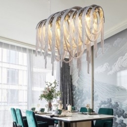 Quasten Kronleuchter Designer Pendelleuchte Silber Gold Farbe