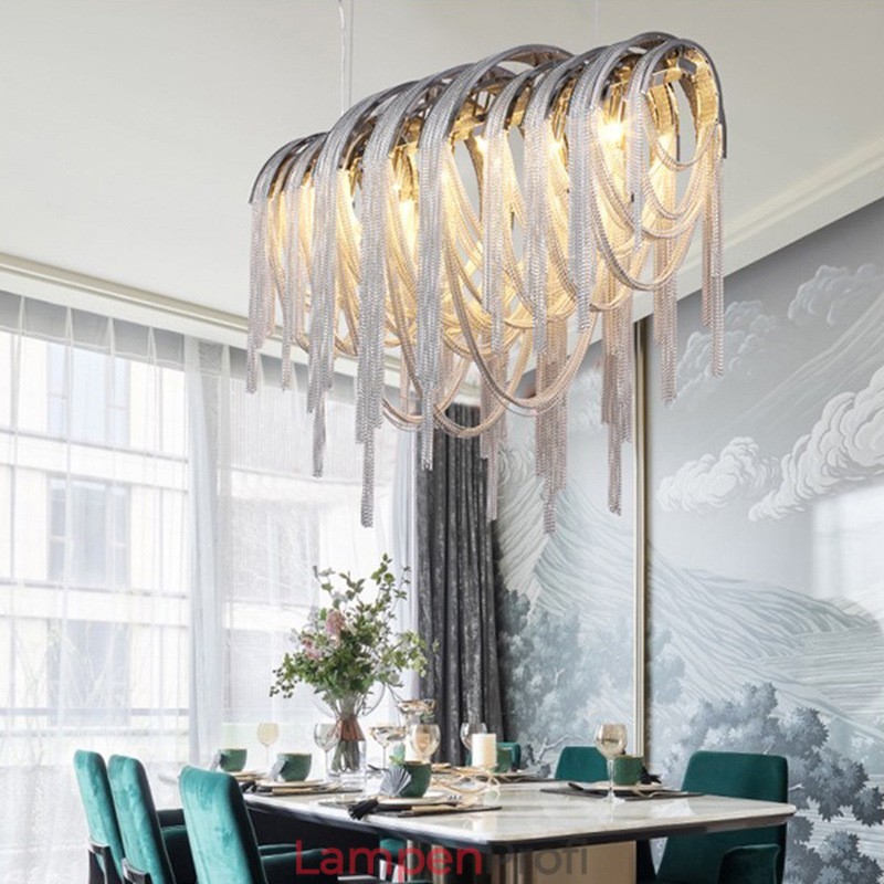Quasten Kronleuchter Designer Pendelleuchte Silber Gold Farbe