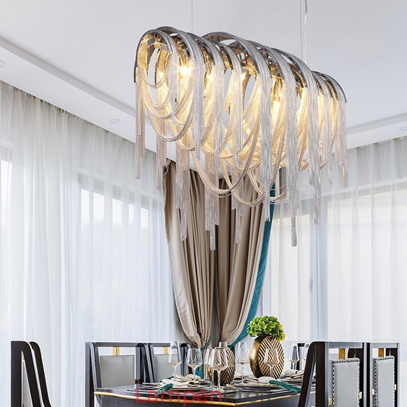 Quasten Kronleuchter Designer Pendelleuchte Silber Gold Farbe