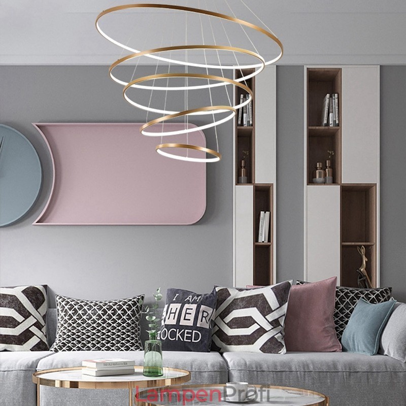 Große 4 Ringe 5 Ringe Schwarz Weiß Gold Pendelleuchte Modernes Design