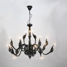 18 Lichter Edelstahl Post Modern Swan Kronleuchter Licht G4 Schwarz Fertig