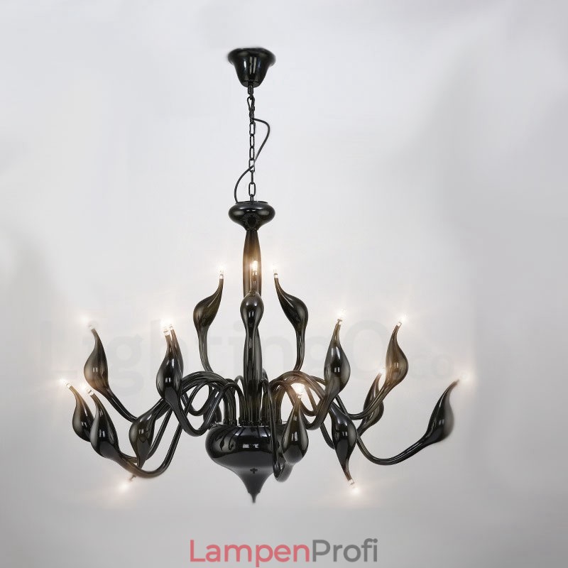 18 Lichter Edelstahl Post Modern Swan Kronleuchter Licht G4 Schwarz Fertig