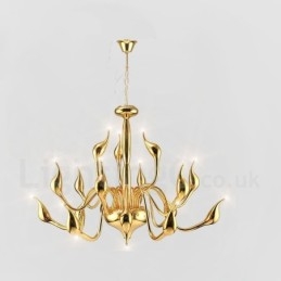 18 Lichter Edelstahl Post Modern Swan Kronleuchter Licht G4 Gold Fertig