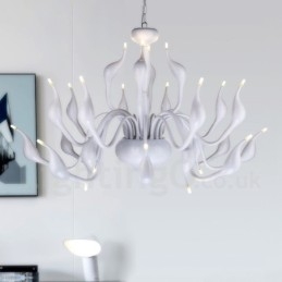 24 Lichter Moderne Swan Kronleuchter Licht G4 Weiß Beschichtung