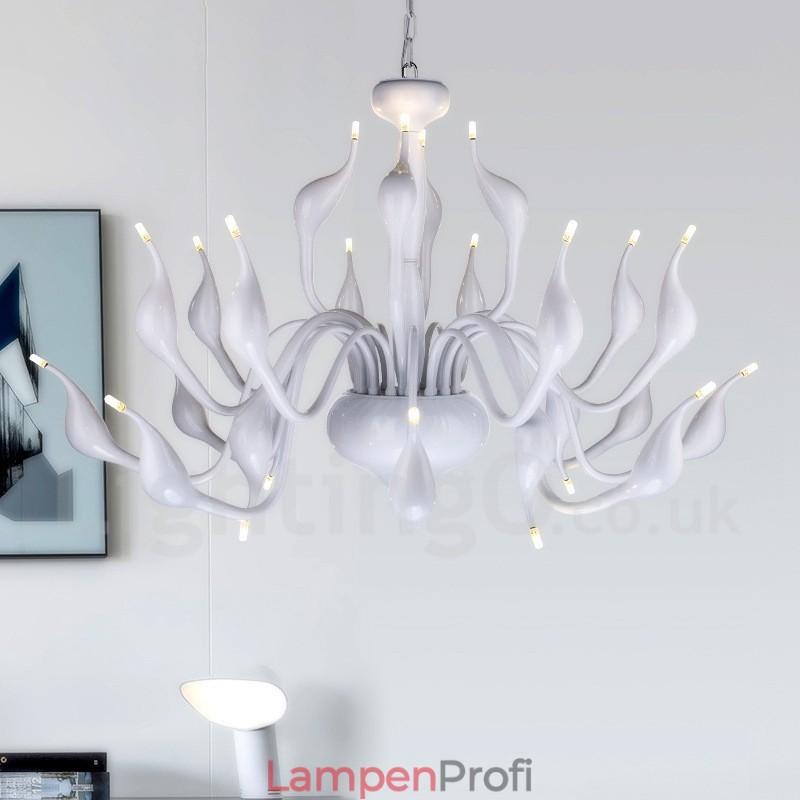 24 Lichter Moderne Swan Kronleuchter Licht G4 Weiß Beschichtung