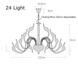 24 Lichter Moderne Swan Kronleuchter Licht G4 Weiß Beschichtung