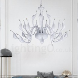 24 Lichter Moderne Swan Kronleuchter Licht G4 Weiß Beschichtung