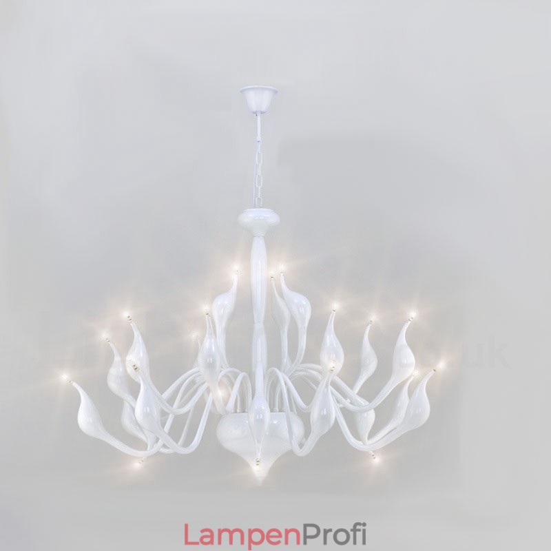 24 Lichter Moderne Swan Kronleuchter Licht G4 Weiß Beschichtung