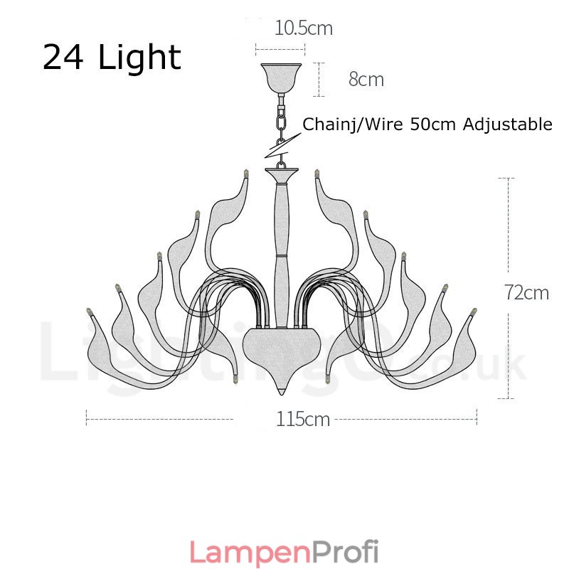 24 Lichter Moderne Schwan Kronleuchter Licht G4 Vergoldung