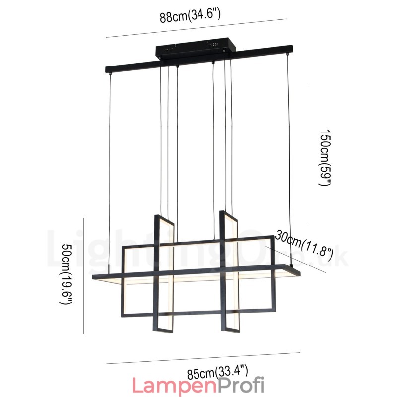 Dimmbare Pendelleuchte Modernes Design Vier Rechtecke