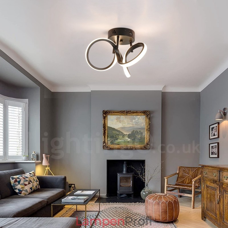 Triac-Schalter, dimmbar, schwarz, modern, zeitgenössischer nordischer Stil, runde Deckenleuchte