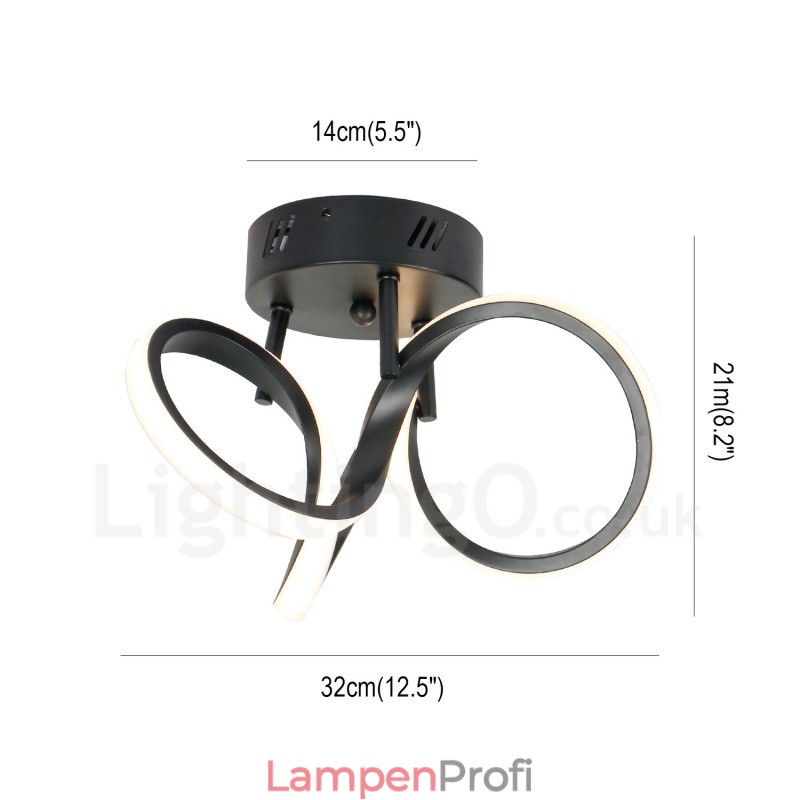 Triac-Schalter, dimmbar, schwarz, modern, zeitgenössischer nordischer Stil, runde Deckenleuchte