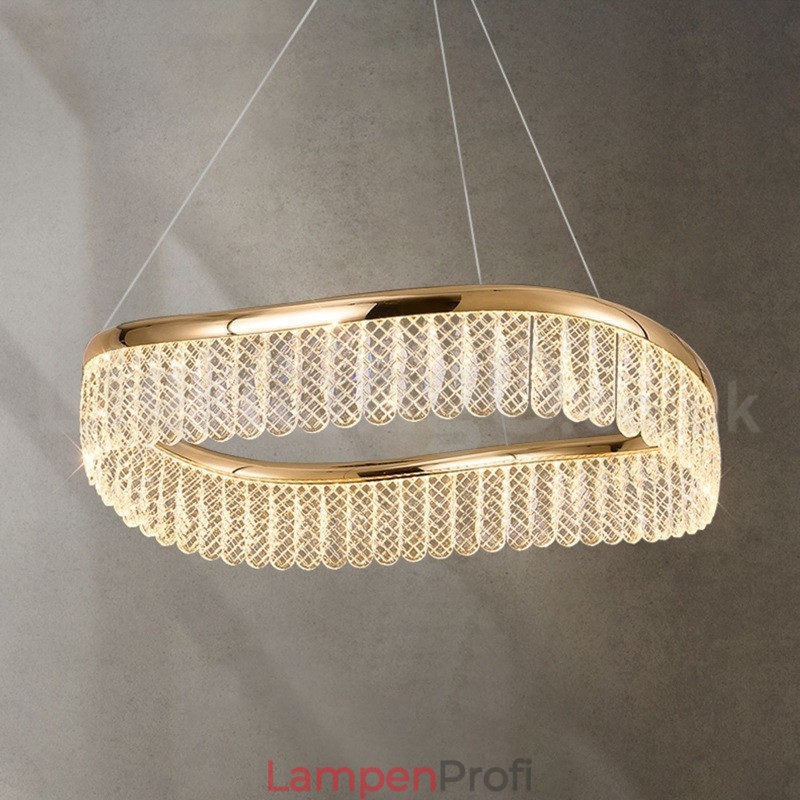 Quadratische Kristallpendelleuchte 1 2 Ringe K9 Kristall Innendeckenleuchte