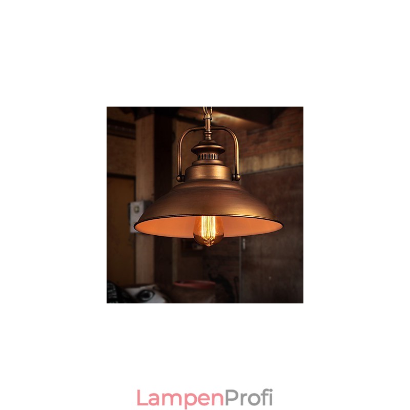 Retro-Pendelleuchte mit Schirm aus Metall im Old Factory-Stil