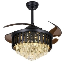Einziehbarer Deckenventilator mit Licht und Kristall-Deckenventilator